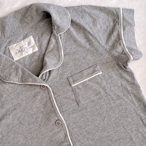 The Cat's Pajamas | Classic Pima Cotton Knit Capri Pajama PJ Set Grey (S 4-6) - Picture 6 of 16